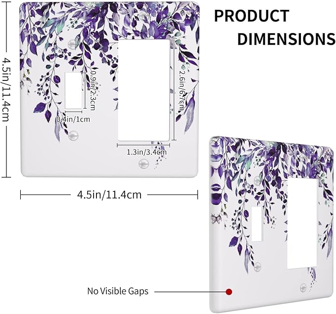 Decorative Outlet Covers Purple Eucalyptus Boho Olive Leaves Country 2 Gang 1 Gang Wall Plate Single Toggle Rocker Combination Light Switch Covers Plate Jumbo Switch Plate Cover