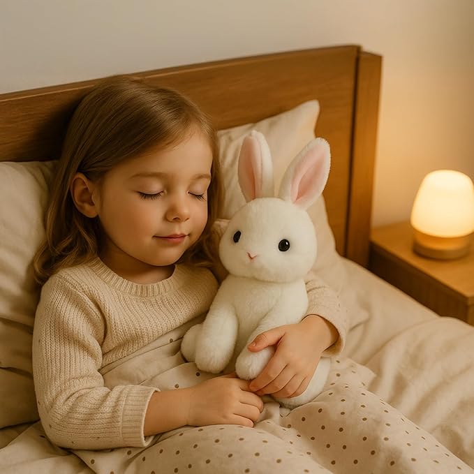WEIGEDU Rabbit Bunny Stuffed Animals Plush Toys with Pink Ears for Kids Girls Boys Girls Babies Birthday Easter Christmas Bedtime Gifts, Off White