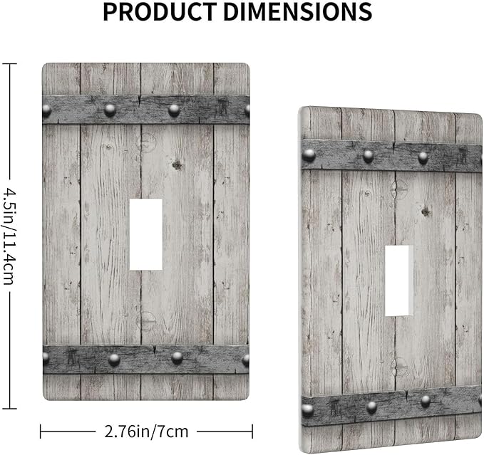 Rustic Cabin Wooden Texture 1-Gang Toggle Light Switch Plate, Gray Vintage Wood Wall Plate for Cabin, Lodge, Farmhouse & Bedroom