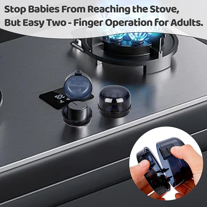 6PCS Baby Child Proof Stove Knob Safety Covers, Gas Stove Knob Locks Covers, Oven Knob Covers for Child Safety, Knob Locks Covers for Stove Handle Oven Gas Burners for Kids and Pets(L)