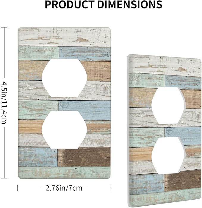 Farmhouse Wood Vintage Outlet Covers Decorative Electrical Outlets Duplex Outlet 1-Gang Wall Plate Receptacle Wall Outlet Cover