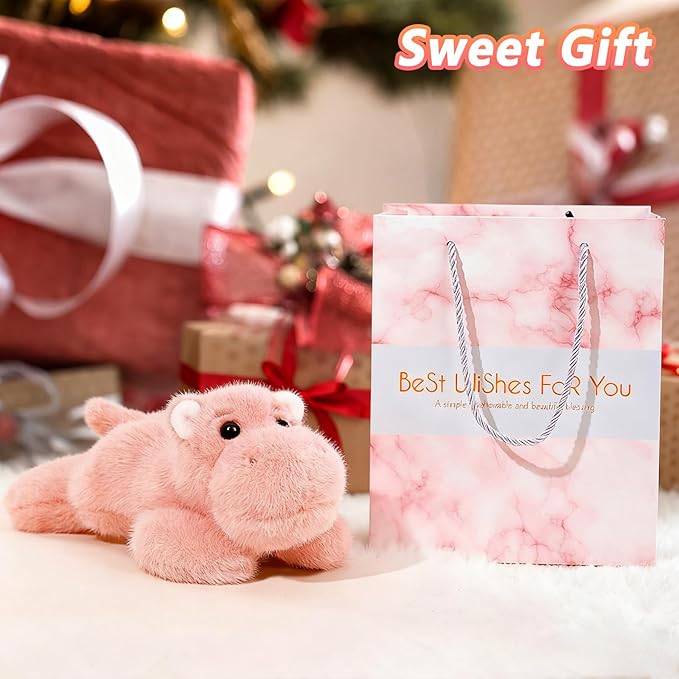 PEACH CAT Hippo Stuffed Animal Cute Hippopotamus Plushies Small Plush Toys Gifts for Kids Pink