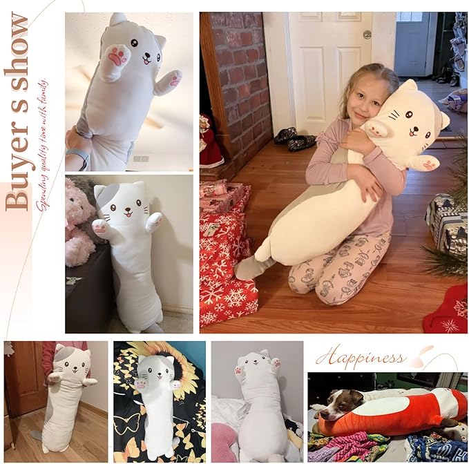Dalmao 36" Cat Stuffed Animal, Soft Long Pillow Cute Cartoon Kitten Plush Body Pillow, Giant Large Big Jumbo Cat Plushies Toy Gift for Kids, Girls, Birthdays