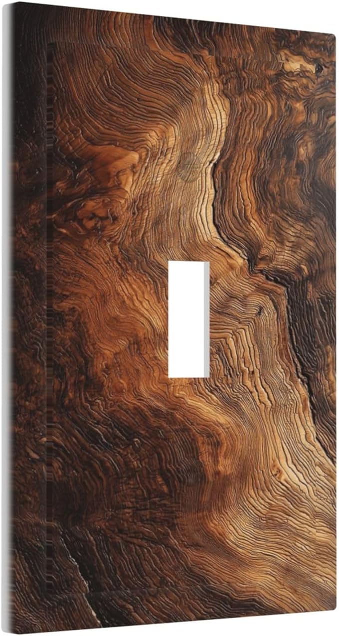 Natural Wood Grain Texture Old Tree Trunk Print Decorative Light Switch Cover 1 Gang Single Toggle Device Electrical Faceplate Switchplates Decorator Outlet Wall Plate for Farmhouse Home Decor