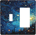 Outlet Covers Abstract Starry Night Style 1 Toggle 1 Rocker Combo Light Switch Cover Plate Decorative Switch Plate Covers Electrical Wall Plate for Home living Room Decor