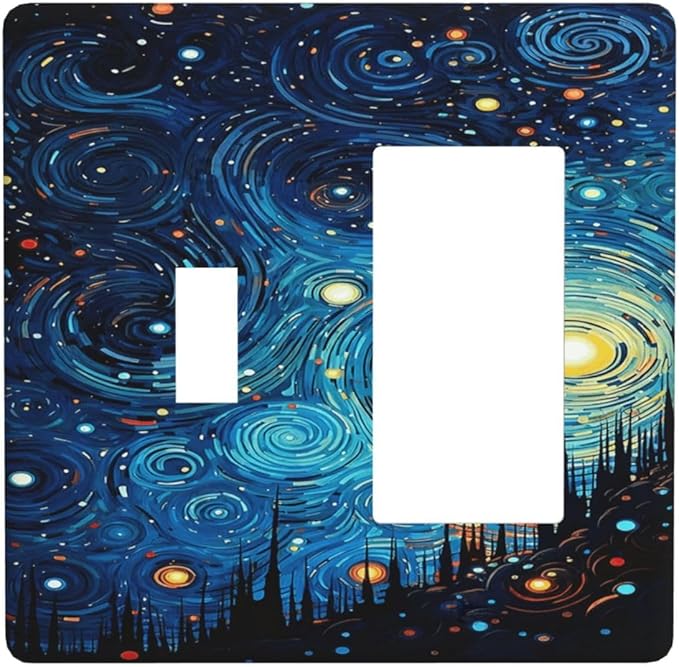 Outlet Covers Abstract Starry Night Style 1 Toggle 1 Rocker Combo Light Switch Cover Plate Decorative Switch Plate Covers Electrical Wall Plate for Home living Room Decor