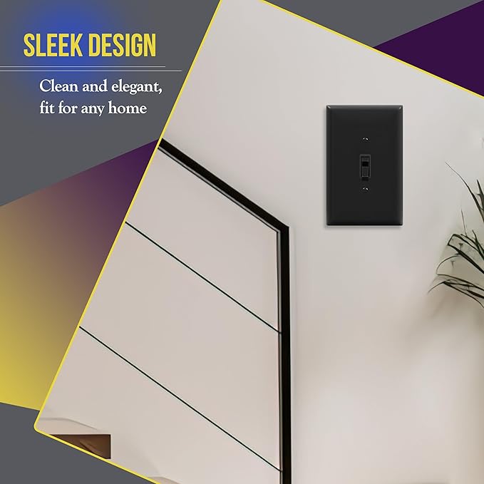 ENERLITES Toggle Light Switch Wall Plate, Jumbo Switch Cover, Gloss Finish, Oversized 1-Gang 5.5" x 3.5", Unbreakable Polycarbonate Thermoplastic, 8811O-BK-10PCS, Black, 10 pack