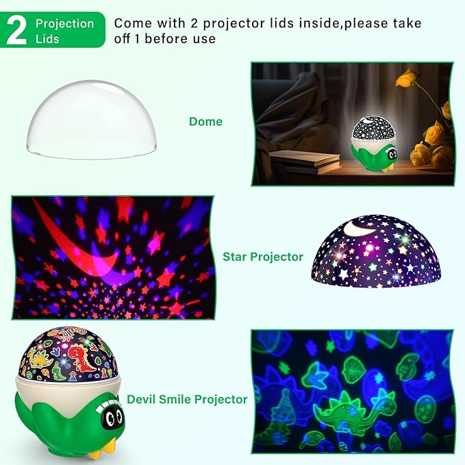 MOKOQI Dinosaur Night Light Projector for Kid Room | Dinosaur Toys for Kids 3-5 | Baby Light Projector with Music Timer and Remote Control Birthday Gifts for Boys