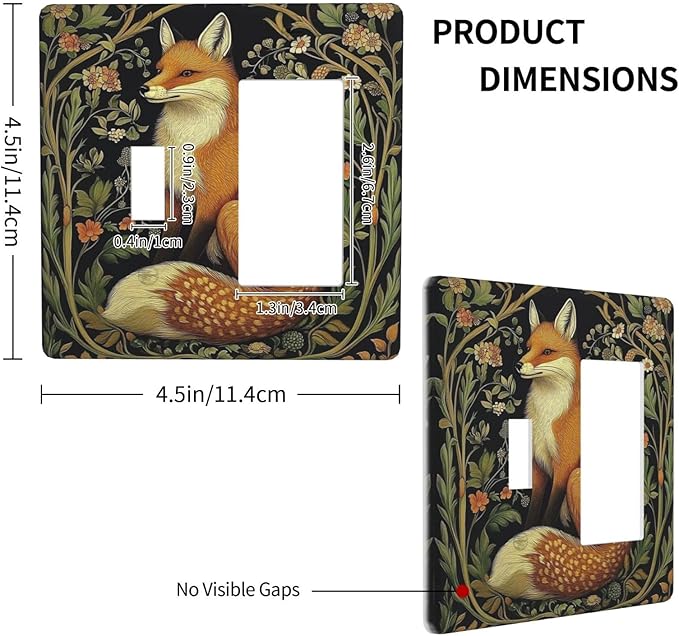 Fox Morris Plants Flowers Vine Colorful Floral Outlet Covers 1 Toggle 1 Rocker Combination Decorative Wall Plate Electrical Switch Plates Light Switch Cover Plate For Bed Room Living Room Decor