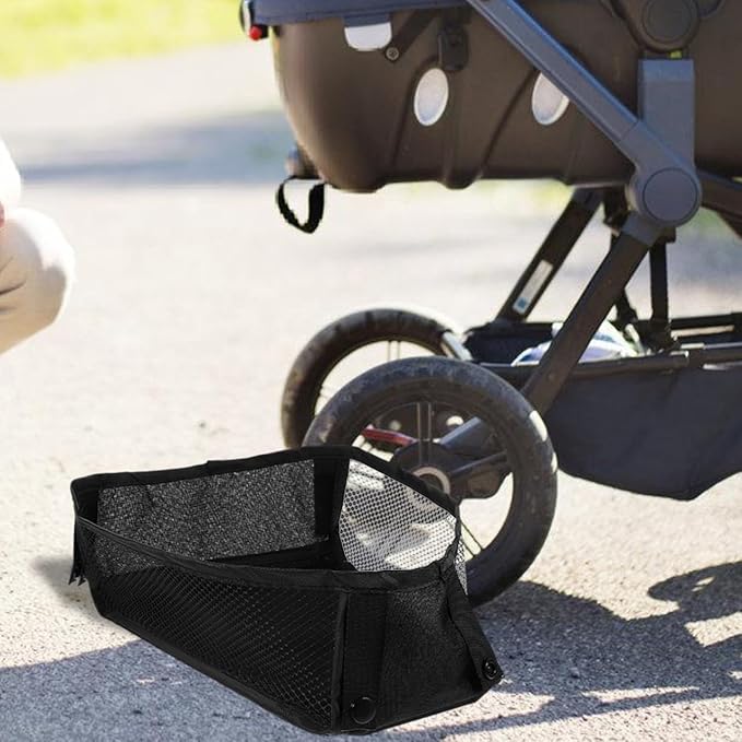 MERRYHAPY Stroller Bottom Storage Bag Mesh Organizer Universal Lightweight Stroller Basket Holder for Diapers Toys Essentials 11.02X4.72X3.93 Inch