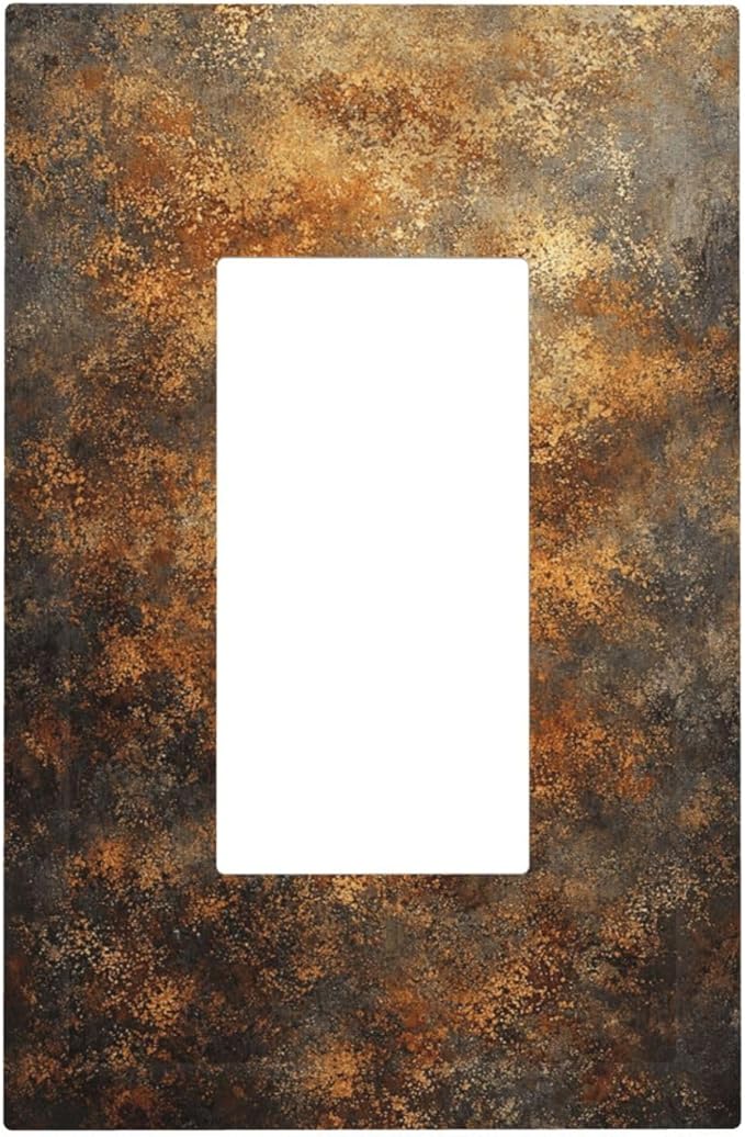Decorative Outlet Covers Vintage Rust Pattern in Brown gold 1 Gang Rocker Light Switch Cover Plate Single Wall Plates for Electrical Outlets Switch Plate Covers Faceplate for Home Decor