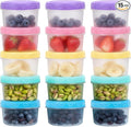 8 Oz Plastic Containers with Lids, 15 Pack 1-Cup Reusable Small Freezer Storage Containers with Screw Top for Food Snack Portion Meal Prep, Ultra Thick, Microwave Freezer Dishwasher Safe, 5 Colors