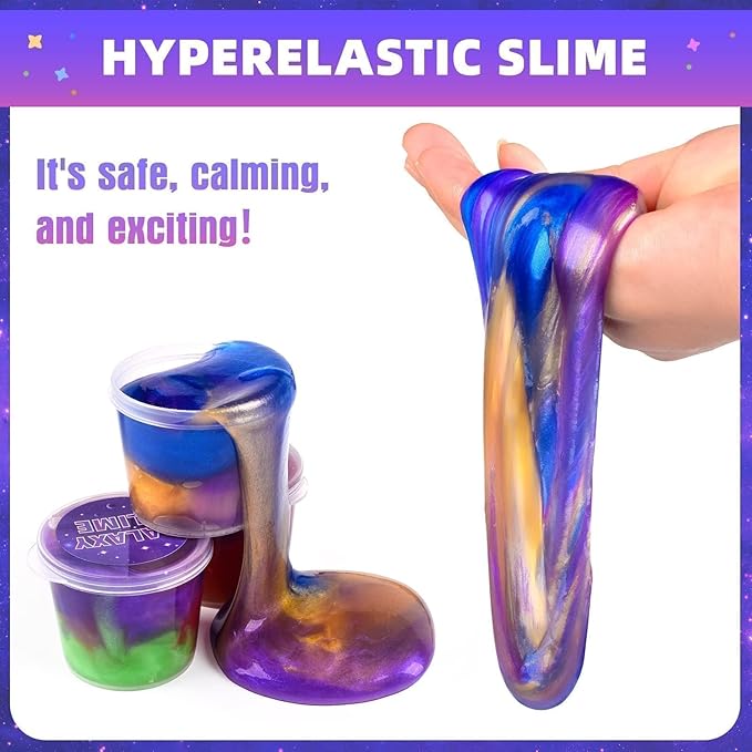 48 Pack Galaxy Slime kit for Kids, Mini Making Slime Bulk Party Favor, Slime Putty Toy for Girls and Boys for Sensory and Tactile Stimulation, Prize, Goodie Stuffers for Kids,Soft Non-Sticky