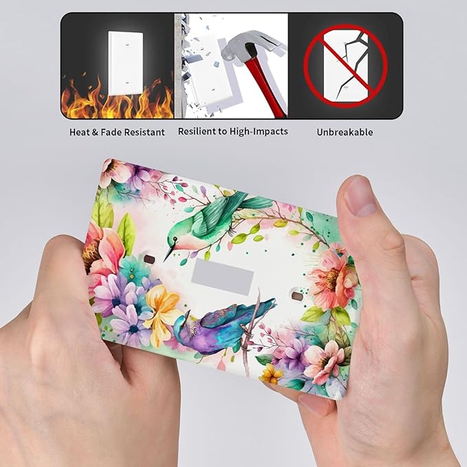 Bird Floral Flower Light Switch Cover Plates Decorative Single Toggle Wall Plate, 1 Gang Lightswitch Cover