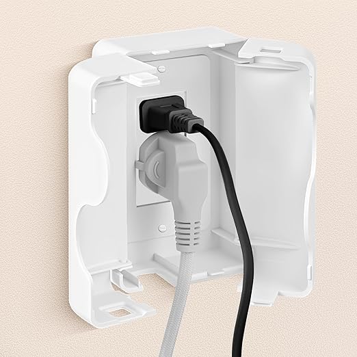 Child Proof Outlet Cover, Double Lock System, Duplex & Decorator Electrical Outlet Plates, Indoor Wall Outlet Covers Box, White, Large Interior Space