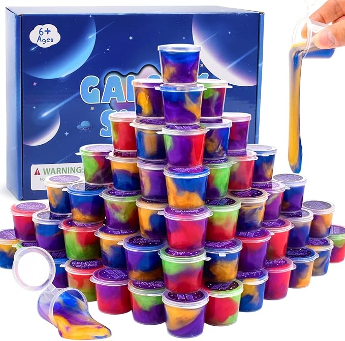 Galaxy Slime Kit with 60 Pack,Easter Slime Party Favors for Kids, Non Sticky,Wet,Soft Sludge Toy Mini Slime Bulk for Boys Girl, Stress Relief,Goodie Bags, Christmas Stuffers