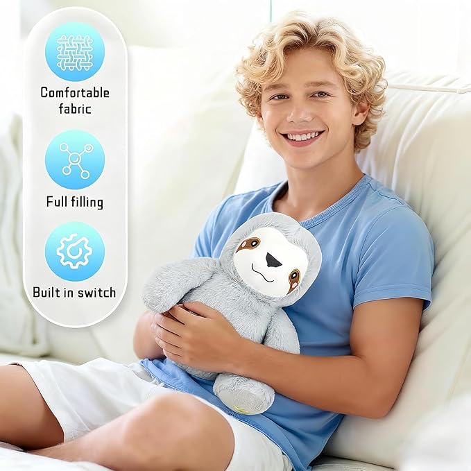 rytopt Breathing Stuffed Animal, Upgraded Version, No Breathing Movement in Its Abdomen, Breathing Sloth, 4 Gear Adjustment, Volume Control, with Music & Lights