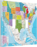 USA Map 2 Gang Double Toggle Light Switch Cover Decorative Wall Plate Faceplate for Kids Boys Girls Bathroom Office and School Home Living Room Decor 5" x 4.9