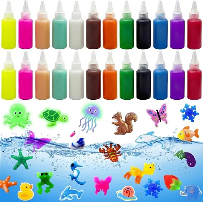 Magic Water Elf Toy Kit Refill & DIY Slime Squishy Making Kit for Kids,STEM Arts & Crafts Family Activity,Indoor Rainy Day & Holiday Fun(24 Bottles:12 Colors)