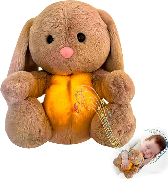 Breathing Stuffed Animal, Baby Easter Basket Stuffers for Teens Toddler Anxiety Stuffed Animal, Breathing Animals Easter Bunny Decor, Bunny Toy Easter Gifts for Kids