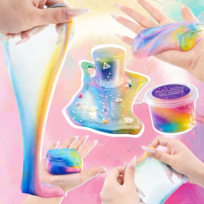 Slime 7 Pack for Kids,Cloud Slime kit Super Soft and Non-Sticky,Stress Relief Blue Clear Slime Set Toy for Christmas Day,DIY Butter Slime Party Favor for Birthday Valentine's Day Easter Gift