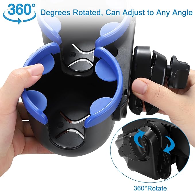 Accmor Stroller Cup Holder with Phone Holder, Bike Cup Holder, Universal Cup Holder for Uppababy Nuna Doona Strollers, 2-in-1 Cup Phone Holder for Stroller Bike Accessory