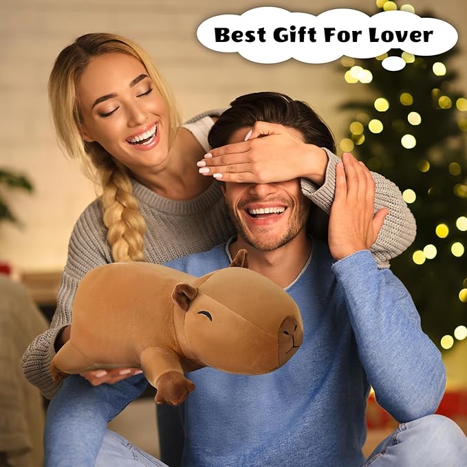 Finebee Weighted Capybara Stuffed Animals, Cute Weighted Capybara Plush, Soft Stuffed Weighted Plushie Pillow Gifts for Girls Boys(9.8" 0.8Lbs)