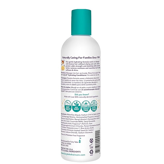 Fairy Tales Curly Q Hydrating Kids Shampoo – Paraben, Sulfate, Gluten, and Nut Free – For all Types of Curls Including Multi Cultural Hair – 12oz.