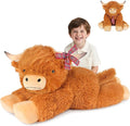 SuzziPals 43 inch Giant Highland Cow Stuffed Animals, Lifelike Big Cow Stuffed Animal for Stress Relief & Companion, Extra Soft Cute Plushies, Huge Emotional Support Plush Toys Gifts for Kids Adults