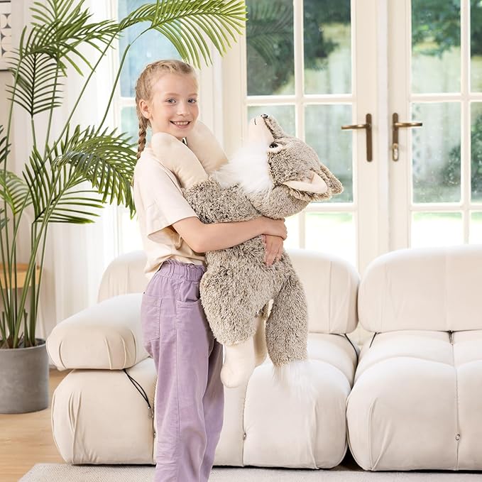 BENINY Giant Wolf Stuffed Animal 30", Super Soft Pillow Plush Toy, Big Fluffy Plushie Gift for Birthdays & Christmas