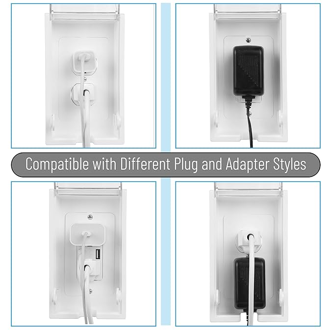 Bates- Baby Safety Outlet Cover Box, Clear Door, Baby Proof Outlet Covers, Plug Covers for Electrical Outlets