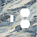 Wallplates Blue Grey Marbling Modern Abstract Design 1 Toggle 1 Duplex Switch Plate Electrical GFCI Faceplate Decorative Light Switch Covers for Bedroom living Room Decor