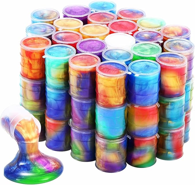 Barrel Slime 48 Pack, Mini Galaxy Slime Party Favors for Girls Boys, Super Soft and Stretchy Slime Kit for Kids Valentine, Classroom Prizes, Carnival Prizes, Goodies Bag Stuffer