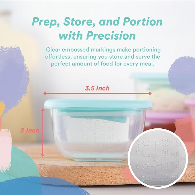 Liname Silicone Baby Food Containers (6 Pack) - Baby Food Storage Containers with Ventilation Valve for Reheating & Rubber Bottom for Easy Frozen Food Release - Baby Led Weaning & Feeding Essentials
