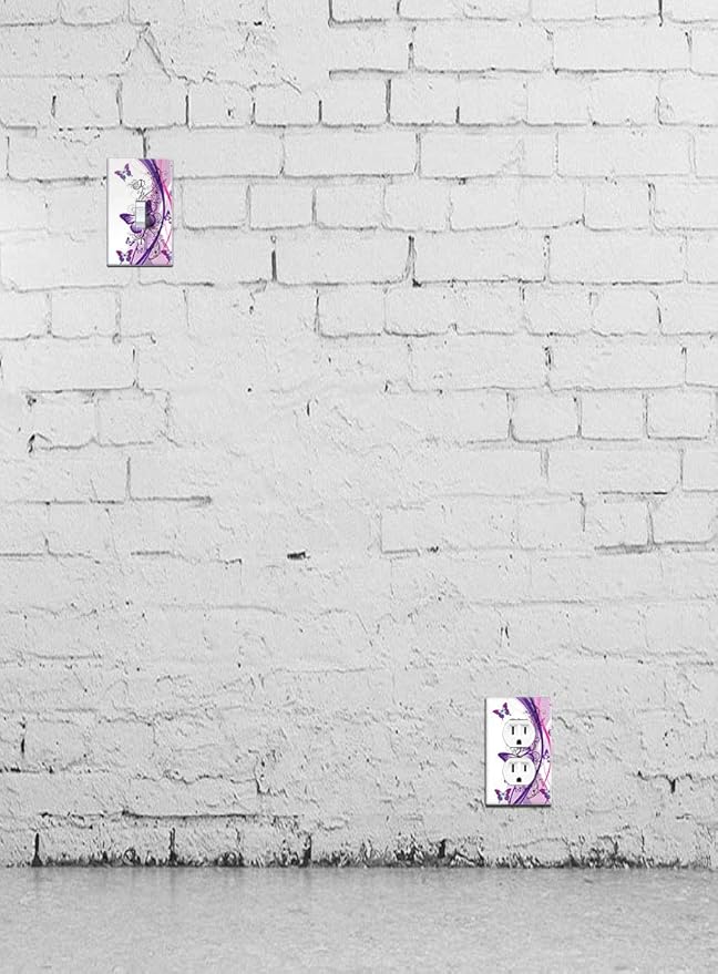 WIRESTER Single Gang Toggle Light Switch Plate/Wall Plate Cover - 2 Tone Purple Butterfly