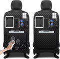Back Seat Protector 2 Pack Fit For Ford Explorer Car Kick Mats with Touch Screen Tablet Holder Storage Organizer Waterproof Dirt Proof Faux Leather Auto Accessories for Kids (1 Pair Black)
