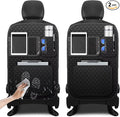 Back Seat Protector 2 Pack Fit for Ford F150 Car Kick Mats with Touch Screen Tablet Holder Storage Organizer Waterproof Dirt Proof Faux Leather Auto Accessories for Kids (1 Pair Black)