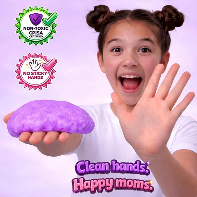 MOOZ Cloud Slime Kit for Kids - Non-Sticky Scented Dough & Fidget Toy - Squishy ASMR Sensory Slime with Mix-Ins & Axolotl Charm - Birthday Gifts for Girls & Boys Ages 5-12 - 7oz, Blue & Purple