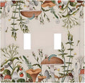Boho Mushroom Forest Plants Wildflowers Insects Decorative Switch Plates 2 Gang Double Toggle Outlet Light Switch Cover Wall Plate Electrical Faceplate for Kids Room Home Decor