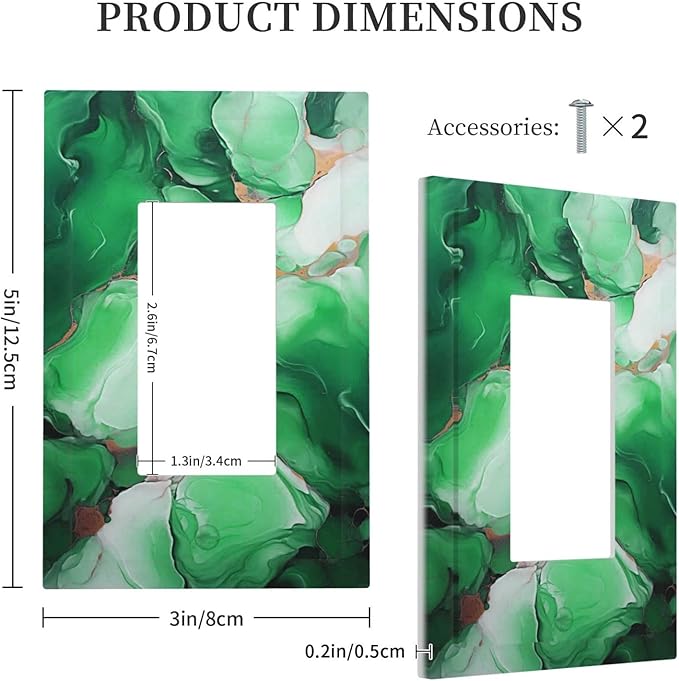 Decorative Outlet Covers Abstract Luxury Emeralds Green Gold MarbleTextures 1 Gang Single Decora GFCI Device Light Switch Covers Plate 1 Rocker Wall Plate Jumbo Face Plate
