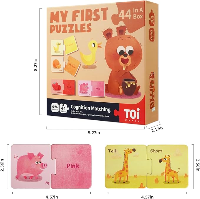 Toi 6 Packs Large Piece Toddler Jigsaw Puzzles for Kids Aged 1.5+, Animal Puzzle Floor Puzzles for Beginner, Preschool Learning Game for Boys Girls, Cognition Matching