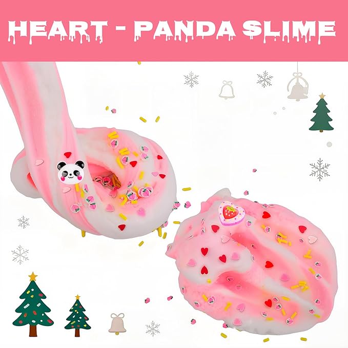 Heart - Panda Peachybaby - Cloud Slime,Stress Relief Toys with Cute Panda Cards Bulk for Exchange Present, Party Favors Kids Boys Girls,Goodie Bag Stuffers