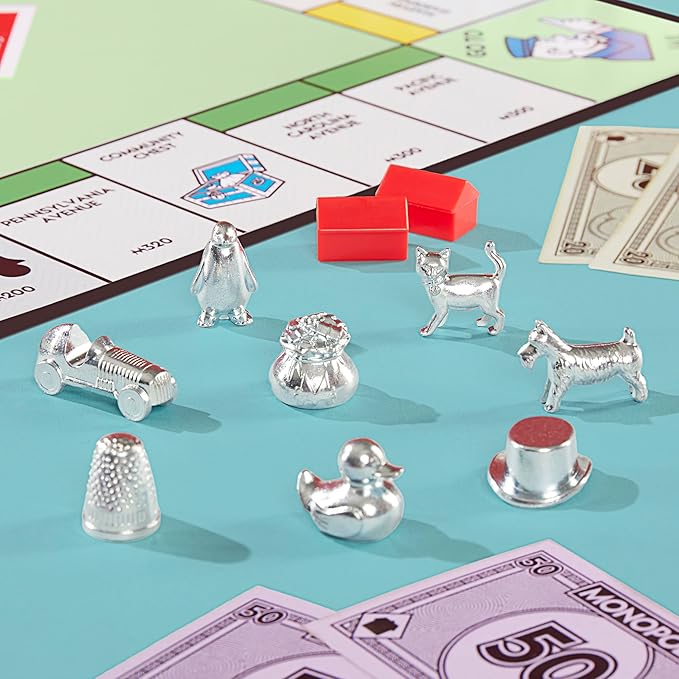Monopoly Board Game | Classic Game with Storage Tray and Larger Tokens | Ages 8+ | 2 to 6 Players | Family Games for Kids and Adults | Kids Gifts