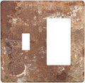 Outlet Covers Shabby Old Aged Rusty Antique Brass Metal 1 Toggle 1 Rocker Combination Decorative Wall Plate Electrical Switch Plates Light Switch Cover Plate For Farmhouse Cabin Decor