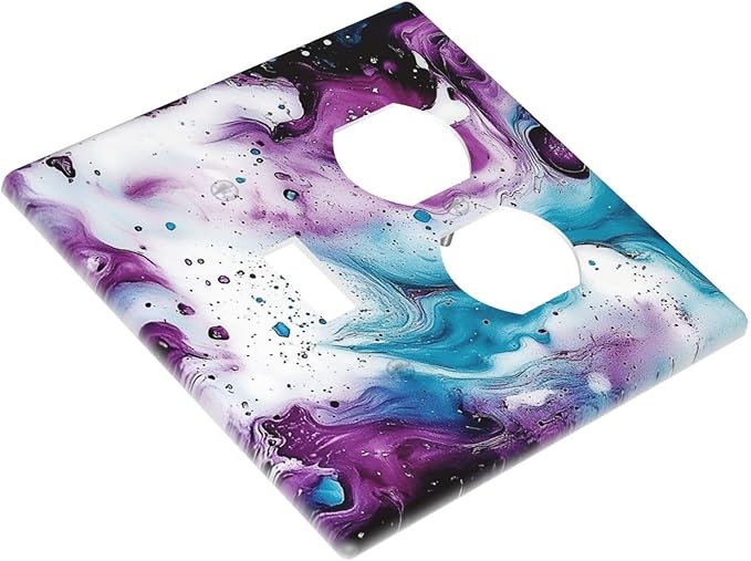 Wallplates Purple Blue Swirl Marble Tiles 1 Toggle 1 Duplex Switch Plate Electrical Gfci Faceplate Decorative Light Switch Covers For Bed Room Living Room Decor