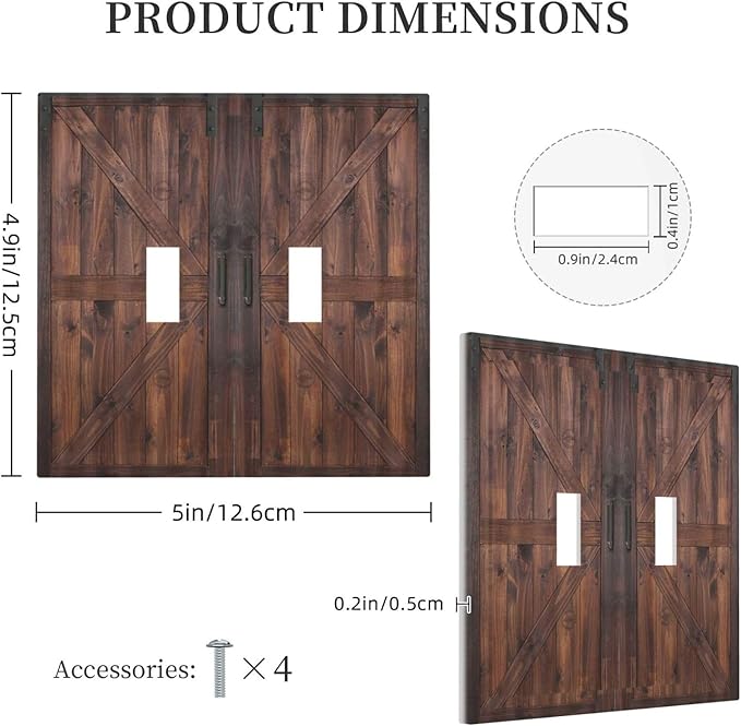 Rustic Barn Doors Vintage Brown Wood Plank Print Decorative Switch Plates 2 Gang Double Toggle Outlet Light Switch Cover Wall Plate Electrical Faceplate for Farmhouse Home Decor