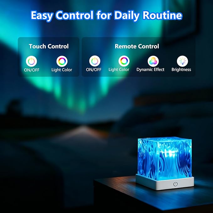 HUMIIEYE Northern Lights Projector, Cube Aurora Galaxy Projector with Remote, 16 Color Mood Lighting Dimmable Ocean Light, Memory Function, Trendy Cute Stuff for Teen Girls Gifts Bedroom Room