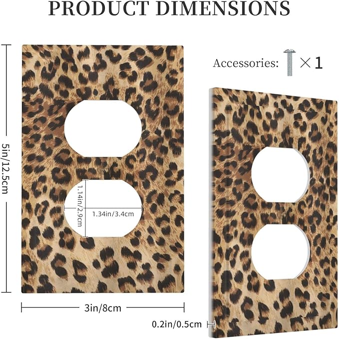 Leopard Cheetah Ombre Brown Wild Safari Animal Powerful Panthera Big Cat 1 Gang Outlet Covers Duplex Receptacle Wall Plate Decorative Electrical Faceplate Switchplates Men Boys Home Decor Large Size