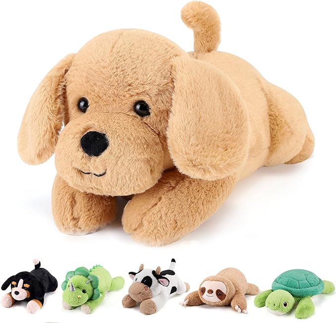 gnomantic Yellow Lab Weighted Stuffed Animals - 22 Inch 4.5 Pounds Weighted Plushies Labradoodle Stuffed Animals - Big Dog Plush Pillow - Cute Plush Toys Gifts for Kids & Adults (22" 4.5 lbs)