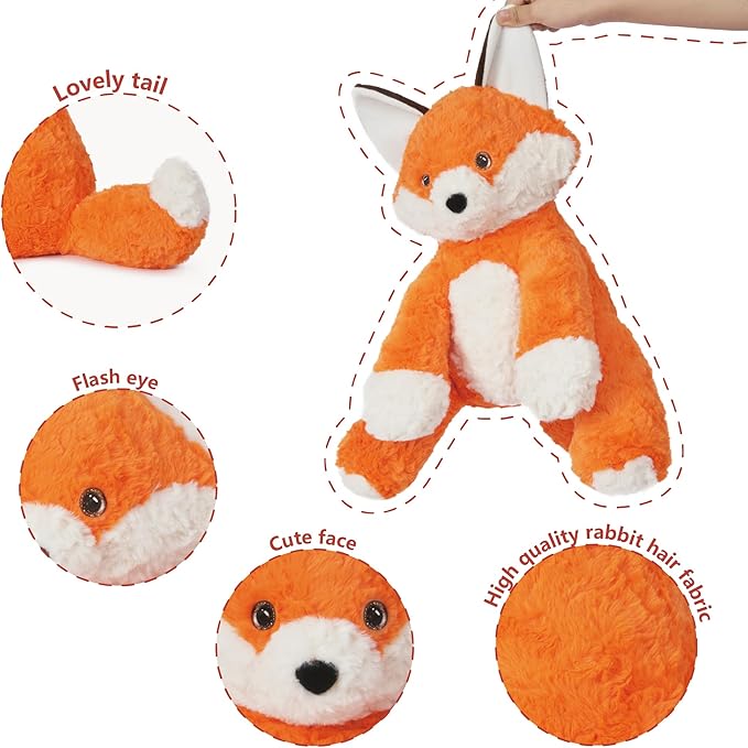 Niuniu Daddy 14" | 3.5 Pound Weighted Fox Plush Stuffed Animal, Heavy Stuffed Red Fox Plush Toys for Kids Adults, Weighted Beads for Stuffed Animals Body Pillow for Birthday Christmas Holiday